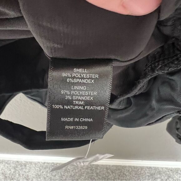 REVOLVE, NBD RAJAH BLACK FEATHER BODYSUIT - Picture 5 of 8